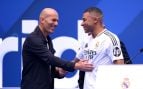 Zinedine Zidane y Kylian Mbappé, en la presentación del delantero.