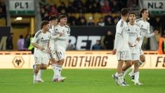 Los jugadores del Castilla celebran el tanto de Bruno Iglesias. (Real Madrid)