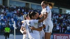 El Real Madrid celebra el gol de Alba Redondo. (EFE)