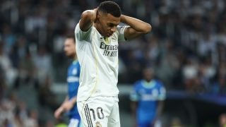 Kylian Mbappé se lamenta en una ocasión en el Real Madrid-Marsella. (Europa Press)