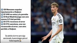 Huijsen y su protesta en redes.