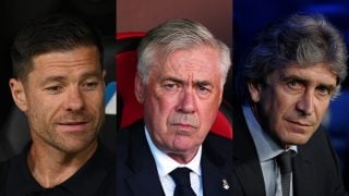 Xabi Alonso, Carlo Ancelotti y Manuel Pellegrini. (Getty)