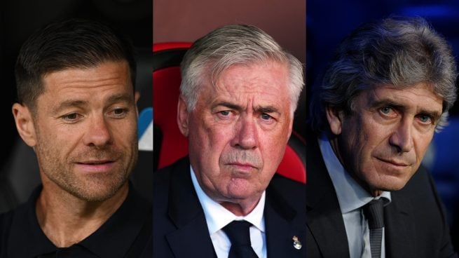 Xabi Alonso, Carlo Ancelotti y Manuel Pellegrini.