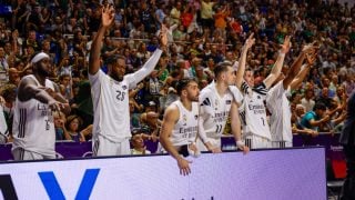 Los jugadores del Real Madrid en la Supercopa de España de baloncesto. (EFE)