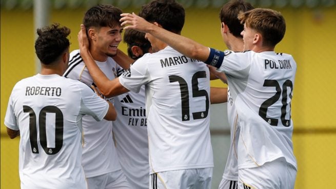El Real Madrid celebrando uno de los goles al Kairat en la Youth League. (RM)
