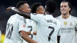 Mbappé y Vinicius Junior celebrando uno de los goles del Real Madrid-Villarreal. (Europa Press)