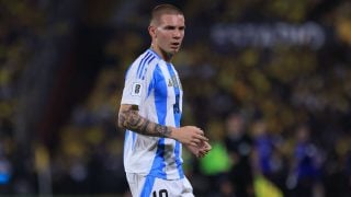 Mastantuono, durante un partido con Argentina. (Getty)