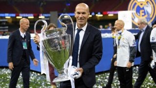 Zidane tras ganar su segunda Champions consecutiva con el Madrid en 2017. (Getty)