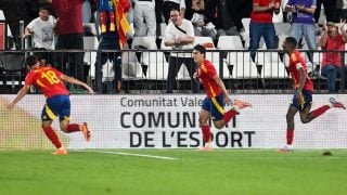 Gonzalo García tras marcar con España. (EFE)