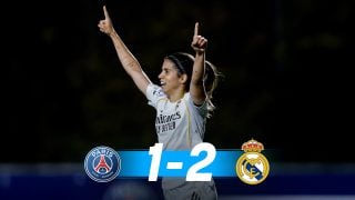 Alba Redondo celebra el gol al PSG. (Real Madrid)