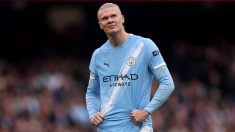 Erling Haaland, durante un partido con el Manchester City. (Getty)