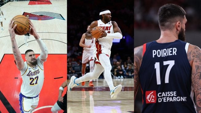 Alex Len, Precious Achiuwa y Vincent Poirier.