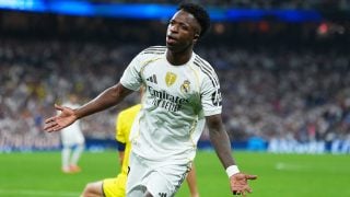 Vinicius celebrando un gol con el Real Madrid. (Getty Images)