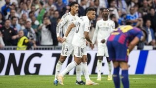 Mbappé y Bellingham celebrando un gol en el Clásico. (Europa Press)