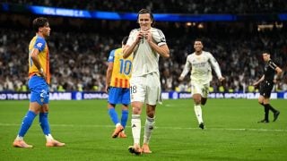 Carreras celebra su primer gol en el Bernabéu. (Getty)