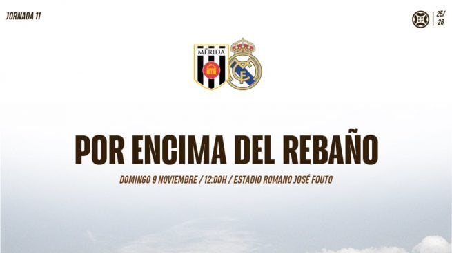 Cartel promocional del Mérida para su partido ante el Real Madrid Castilla