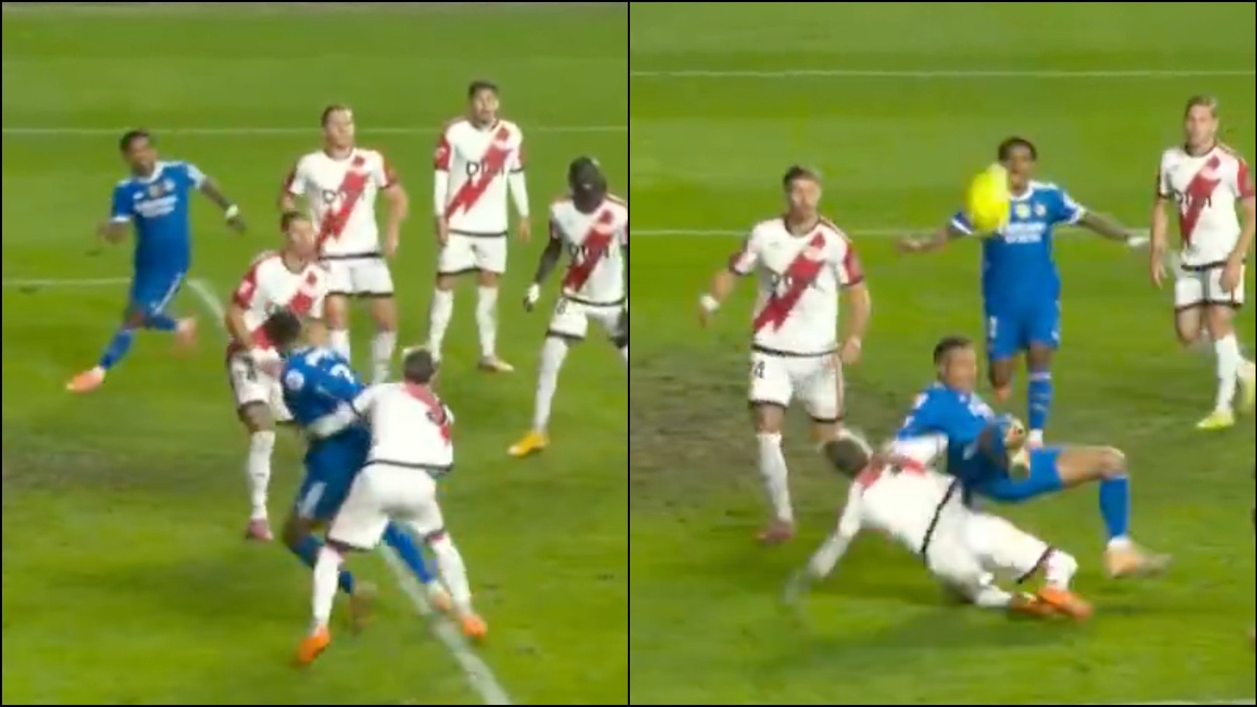 El VAR se apaga por completo en Vallecas: no ve otros dos claros agarrones de Chavarría a Mbappé