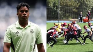 Los jugadores del Real Madrid y de los Washington Commanders de la NFL han coincidido en Valdebebas. (Getty)