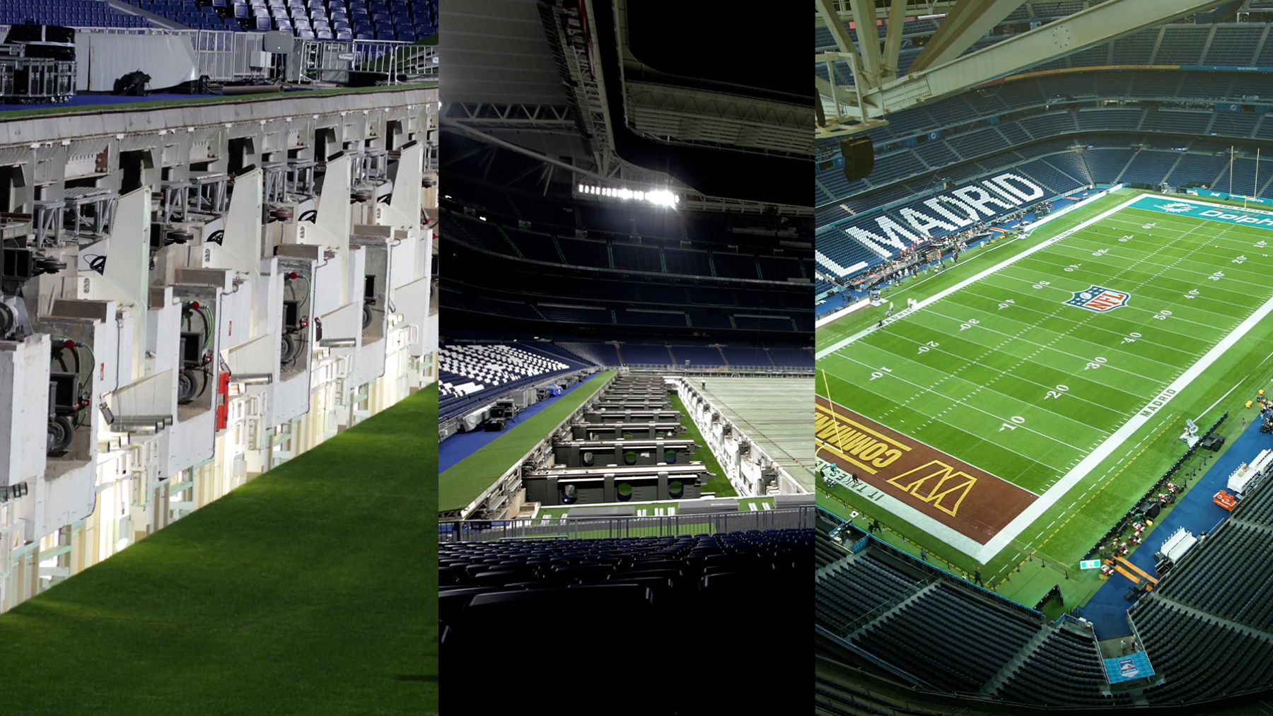 Espectacular: así se transformó el Bernabéu desde el Real Madrid-Valencia hasta la NFL