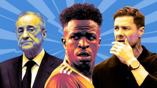 Vinicius, Florentino Pérez y Xabi Alonso.