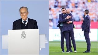 Florentino Pérez y los árbitros de la final de Copa.