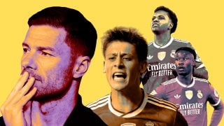 Xabi Alonso y jugadores del Real Madrid.