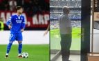 Raúl Asencio y su abuelo, durante un partido en el Santiago Bernabéu