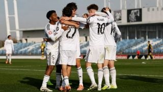 El Castilla celebra un gol. (Realmadrid.com)