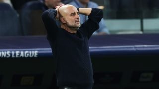 Pep Guardiola, en su última visita al Santiago Bernabéu. (Getty)