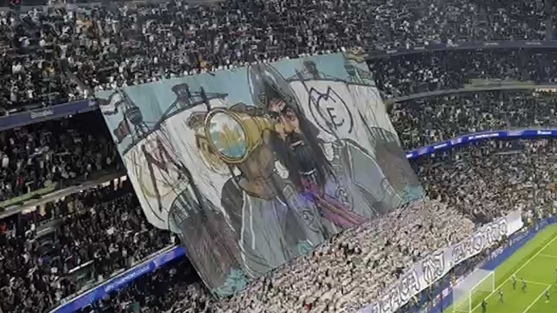 La afición no falló: así fue el mosáico que desplegó el Bernabéu ante el Manchester City