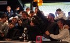 Los jugadores del CF Talavera celebrando su emparejamiento con el Real Madrid en la Copa del Rey