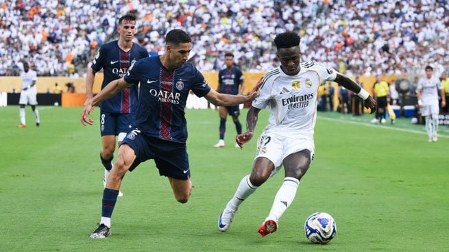 Vinicius y Achraf en el Real Madrid-PSG. (Getty Images)