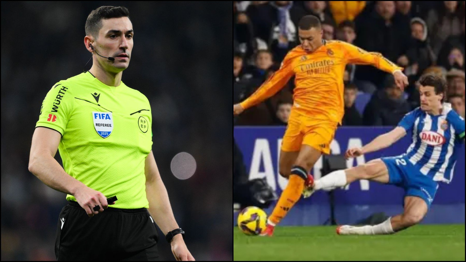 Los árbitros que no expulsaron a Carlos Romero por una entrada salvaje a Mbappé pitarán el Madrid-Sevilla