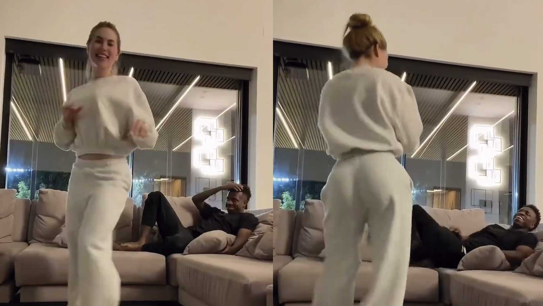 El twerking muy subido de tono de la novia de Vinicius al jugador en el salón de su casa