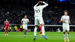 Mbappé hace la celebración de Cristiano. (Getty)