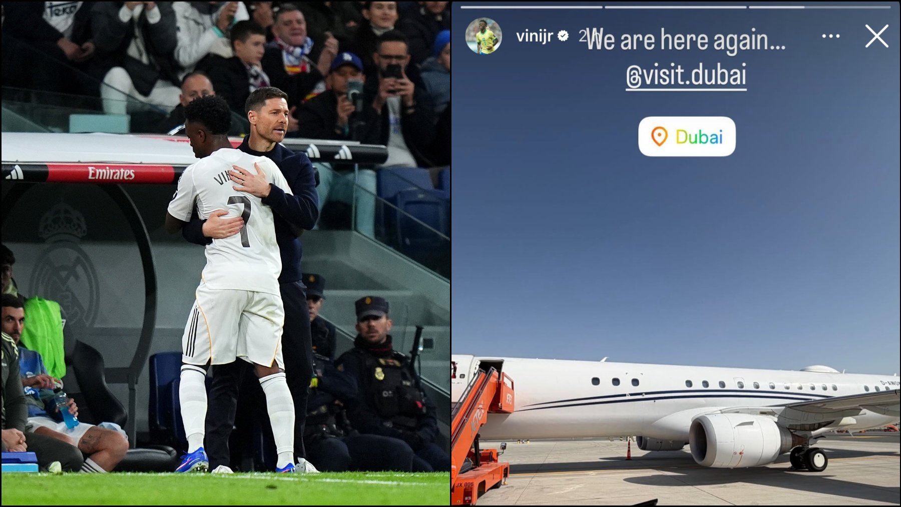 El viaje relámpago de Vinicius a Dubái tras su enfado en el último partido del año del Real Madrid