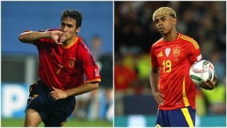 Raúl González y Lamine Yamal. (Getty)