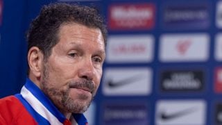 Diego Simeone durante la rueda de prensa previa al partido de Copa del Atlético. (EFE)