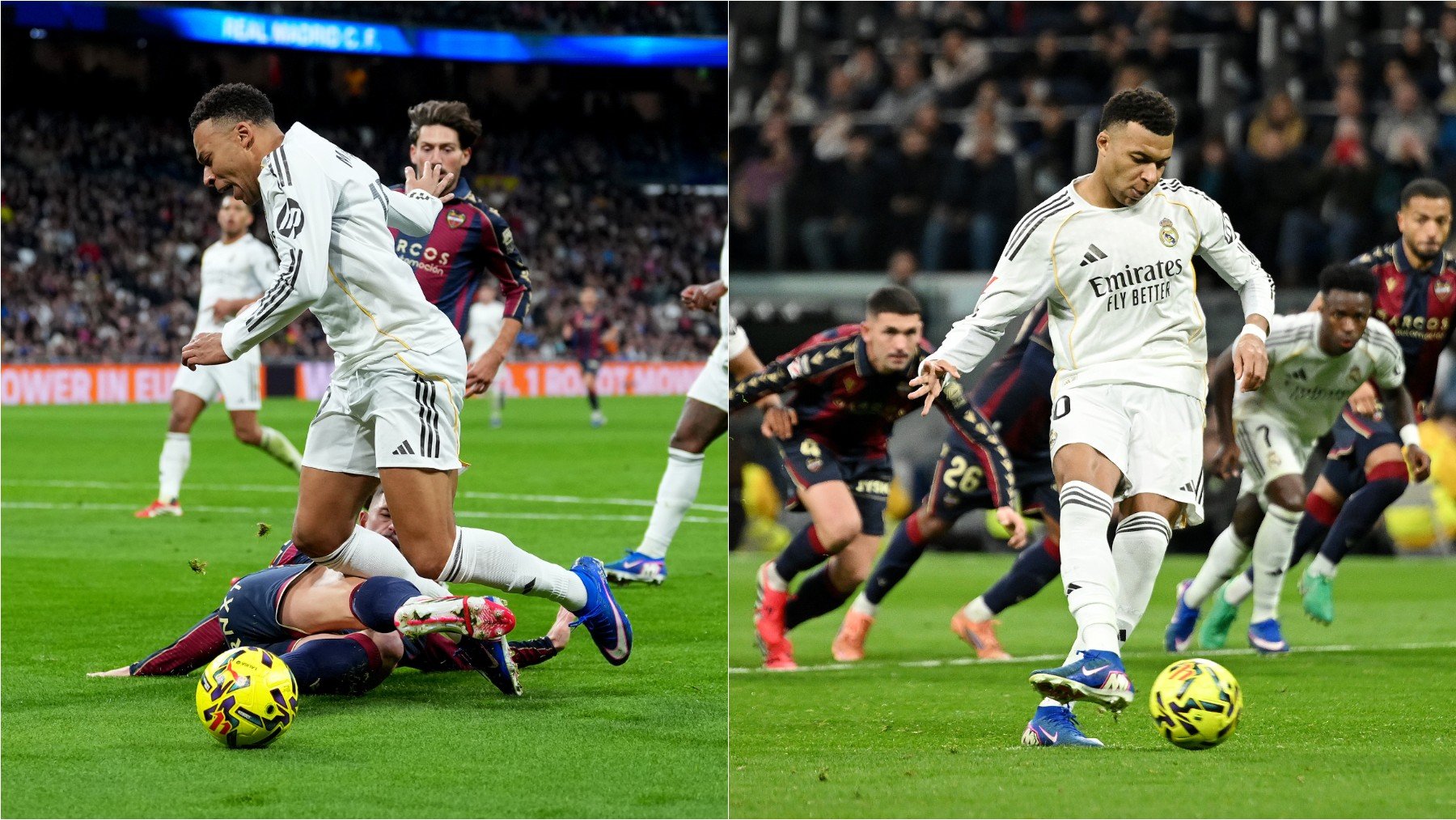 Mbappé y Asencio al rescate: el galo marca de penalti y el canterano de cabeza ante el Levante