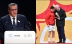 Aziz Ajanuch y Brahim Díaz recogiendo el premio de máximo goleador de la Copa África.