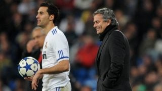 Álvaro Arbeloa y José Mourinho, durante su etapa en el Real Madrid. (Getty)