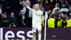 Franco Mastantuono, en el partido ante el Mónaco. (Getty)