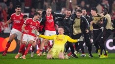 Trubin celebra el histórico gol del Benfica. (Getty)