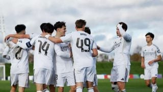 Los jugadores del Real Madrid celebran un gol en la Youth League. (Real Madrid)