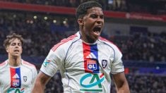 Endrick celebra el gol con el Lyon. (OL)