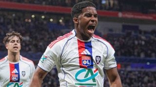 Endrick celebra el gol con el Lyon. (OL)