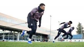 Mbappé, Tchouaméni y Mendy durante el entrenamiento del Real Madrid. (realmadrid.com)
