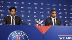 Mbappé y Al Khelaifi en la etapa con el PSG. (Europa Press)