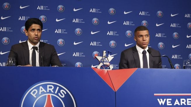 Mbappé y Al Khelaifi en la etapa con el PSG. (Europa Press)