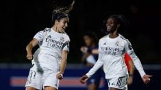 Alba Redondo y Naomie Feller celebran un gol. (Real Madrid)